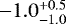 Mathematical equation: $-1.0^{+0.5}_{-1.0}$