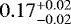 Mathematical equation: $0.17_{-0.02}^{+0.02}$