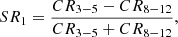 Mathematical equation: $$ \begin{aligned}&SR_1 = \frac{CR_{3{-}5} - CR_{8{-}12}}{CR_{3{-}5} + CR_{8{-}12}}, \end{aligned} $$