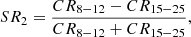 Mathematical equation: $$ \begin{aligned}&SR_2 = \frac{CR_{8{-}12} - CR_{15{-}25}}{CR_{8{-}12} + CR_{15{-}25}}, \end{aligned} $$