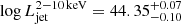 Mathematical equation: $ \log L_{\mathrm{jet}}^{2{-}10\,\mathrm{keV}}= 44.35_{-0.10}^{+0.07} $