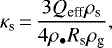 Mathematical equation: \begin{equation*}\kappa_{\textrm{s}}\,{=}\,\frac{3Q_{\textrm{eff}} \rho_{\textrm{s}}}{4\rho_{\bullet} R_{\textrm{s}} \rho_{\textrm{g}}},\end{equation*}