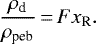 Mathematical equation: \begin{equation*}\frac{\rho_{\textrm{d}}}{\rho_{\textrm{peb}}}\,{=}\,F x_{\textrm{R}}.\end{equation*}