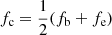 Mathematical equation: $ f_{\mathrm{c}} = \frac{1}{2}(f_{\mathrm{b}} + f_{\mathrm{e}}) $