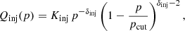Mathematical equation: $$ \begin{aligned} Q_{\rm inj}(p) = K_{\rm inj}\,p^{-\delta _{\rm inj}} \left(1-\frac{p}{p_{\rm cut}}\right)^{\delta _{\rm inj}-2}, \end{aligned} $$