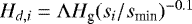 Mathematical equation: $H_{d,i}=\Lambda H_{\textrm{g}}(s_i/s_{\textrm{min}}){}^{-0.1}$