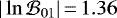 Mathematical equation: $|\ln\mathcal{B}_{01}|\,{=}\,1.36$