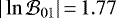 Mathematical equation: $|\ln\mathcal{B}_{01}|\,{=}\,1.77$