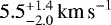 Mathematical equation: $5.5^{+1.4}_{-2.0}\, {{\textrm{km\,s}^{-1}}}$