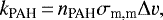 Mathematical equation: \begin{equation*}k_{\text{PAH}}\,{=}\,n_{\text{PAH}} \sigma_{\text{m,m}} \Delta v,\end{equation*}