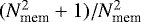 Mathematical equation: $(N_{\text{mem}}^2 + 1)/N_{\text{mem}}^2$