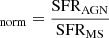 Mathematical equation: $ _{\mathrm{norm}}=\frac{\mathrm{SFR}_{\mathrm{AGN}}}{\mathrm{SFR_{MS}}} $