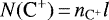 Mathematical equation: $N(\mbox{C}^{+})\,{=}\,n_{\mathrm{C}^{+}}l$