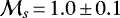 Mathematical equation: $\mathcal{M}_{s}\,{=}\,1.0\,{\pm}\,0.1$