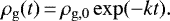 Mathematical equation: \begin{equation*}\rho_{\rm{g}}(t)\,{=}\,\rho_{\rm{g,0}} \exp(-kt).\end{equation*}