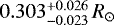 Mathematical equation: $0.303^{+0.026}_{-0.023}\,{{{R}_{\odot}}}$
