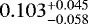 Mathematical equation: $0.103_{-0.058}^{+0.045}$