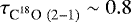 Mathematical equation: $\tau _{\textrm{C}^{18}\textrm{O}\ (2{-}1)} \sim 0.8$
