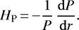 Mathematical equation: \begin{equation*}H_{\textrm{P}} \,{=}\,{-}\frac{1}{P} \, \frac{\mathrm{d}P}{\mathrm{d}r}.\end{equation*}