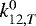 Mathematical equation: $k^0_{12,T}$