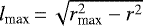 Mathematical equation: $l_{\textrm{max}}\,{=}\,\sqrt{r_{\textrm{max}}^{2}-r^{2}}$