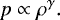 Mathematical equation: \begin{equation*}p \propto \rho^{\gamma}. \end{equation*}