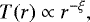 Mathematical equation: \begin{equation*} T(r) \propto r^{-\xi}, \end{equation*}