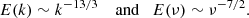 Mathematical equation: $$ \begin{aligned} E(k)\sim k^{-13/3} \quad \text{ and}\quad E(\nu )\sim \nu ^{-7/2}. \end{aligned} $$