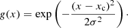 Mathematical equation: $$ \begin{aligned} g(x) = {\exp }\left(-\frac{(x-x_{\rm c})^2}{2\sigma ^2}\right)\cdot \end{aligned} $$