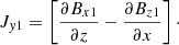 Mathematical equation: $$ \begin{aligned} J_{y1}=\left[\frac{\partial B_{x1}}{\partial z}-\frac{\partial B_{z1}}{\partial x}\right]\cdot \end{aligned} $$