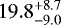 Mathematical equation: ${19.8}^{+8.7}_{-9.0}$