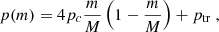 Mathematical equation: $$ p(m)=4p_c\frac{m}{M}\left(1-\frac{m}{M}\right)+p_{\mathrm{tr}} \ , $$