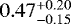 Mathematical equation: $0.47^{+0.20}_{-0.15}$