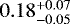 Mathematical equation: $0.18^{+0.07}_{-0.05}$