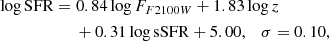 Mathematical equation: $$ \begin{aligned}&\log \mathrm{SFR} = 0.84 \log F_{F2100W}+1.83 \log z \nonumber \\&\qquad \qquad \qquad +0.31 \log \mathrm{sSFR}+5.00, \quad \sigma =0.10, \end{aligned} $$