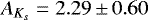 Mathematical equation: $A_{K_s}=2.29\,{\pm}\,0.60$