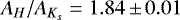 Mathematical equation: $A_{H}/A_{K_s}=1.84\,{\pm}\,0.01$