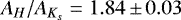 Mathematical equation: $A_{H}/A_{K_s} =1.84\,{\pm}\,0.03$