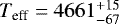 Mathematical equation: $T_{\textrm{eff}} = 4661^{+15}_{-67}$