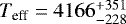Mathematical equation: $T_{\textrm{eff}} = 4166^{+351}_{-228}$