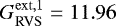 Mathematical equation: $G_{\mathrm{RVS}}^{\mathrm{ext,1}} = 11.96$