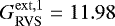 Mathematical equation: $G_{\mathrm{RVS}}^{\mathrm{ext,1}} = 11.98$
