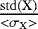 Mathematical equation: $\frac{\mathrm{std}(\mathrm{X})}{<\sigma_{\mathrm{X}}>}$