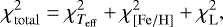 Mathematical equation: \begin{equation*} \chi_{\rm{total}} ^2 = \chi_{T_{\rm{eff}}} ^2 + \chi_{\rm{[Fe/H]}} ^2 + \chi_{\rm{L}} ^2,\end{equation*}