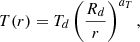Mathematical equation: $$ \begin{aligned} T(r) = T_{d} \left(\frac{R_{d}}{r}\right)^{a_{T}}, \end{aligned} $$