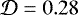Mathematical equation: $\mathcal{D}=0.28$