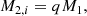 Mathematical equation: $$ \begin{aligned} M_{2,i} = qM_1, \end{aligned} $$