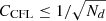 Mathematical equation: $ C_{\mathrm{CFL}} \leq 1/\sqrt{N_d} $
