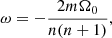 Mathematical equation: $$ \begin{aligned} \omega =-\frac{2 m \Omega _0}{n(n+1)}, \end{aligned} $$