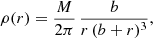 Mathematical equation: $$ \begin{aligned} \rho (r) = \frac{M}{2\pi }\,\frac{b}{r\,(b+r)^3}, \end{aligned} $$
